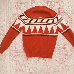 Women’s Vintage 1970s Red Geometric Pattern Sweater